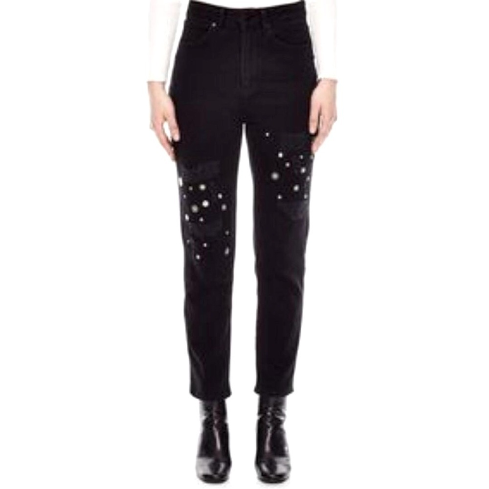 Sandro paris Rudie black studded high waist jeans size 36